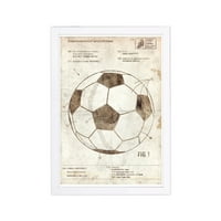 Wynwood Studio 'Soccer Ball Parchment' Sport és csapatok keretes fal art nyomtatás - barna, fehér