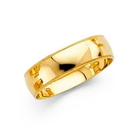 Ékszerek 14k arany kerek köbös Cirkónia sárga gyűrű Milgrain évforduló esküvői zenekar mérete 8.5