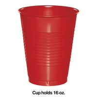 A klasszikus piros oz műanyag poharak számítanak a vendégeknek