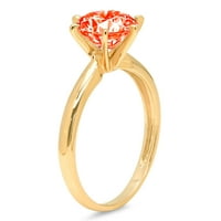 1.5 ct kerek vágott piros szimulált gyémánt 14K sárga arany gravírozás nyilatkozat menyasszonyi évforduló eljegyzés