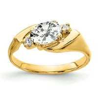 Primal arany karátos sárga arany 7x ovális köbös cirkónia és AAA gyémánt gyűrű