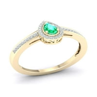 Császári drágakő 10k sárga arany körte vágás smaragd 1 10ct tw gyémánt halo női gyűrű