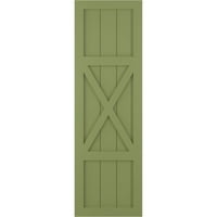Ekena Millwork 15 W 71 H True Fit PVC Center X-Board Farmhouse Rögzített redőnyök, moha zöld