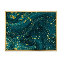 Designart 'Golden Glitter sötétkék márványtal' Modern keretes vászon fali művészet
