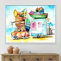 Designart 'Caravans With Family Travel' Farmhouse keretes vászon fali művészet