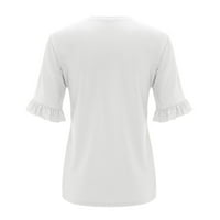 Camisetas Mujer női Pamut Rövid ujjú pólók Női Rövid ujjú felsők Alkalmi pólók nyári fodros sima kerek nyakú laza illesztésű