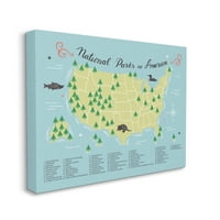 Stupell Industries American National Parks Részletes informatív térképdiagram vászon Wall Art, 16, tervezés, Michael