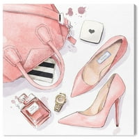 Wynwood Studio Canvas éjszaka a városban és a glam cipő fal art vászon Pink Light Pink 20x20