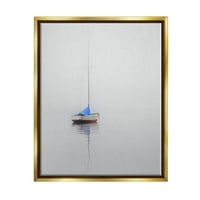 Dörmögés sodródó hajó szürke óceáni reflexiós tájfotózás arany úszó keretes művészeti nyomtatási fal művészet